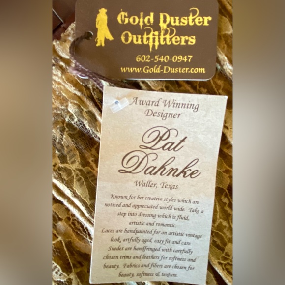 Pat Dahnke Vintage Lace Swirl Skirt Antique Gold Elastic Waist Sz M - Picture 4 of 4